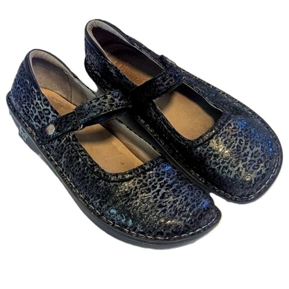 Alegria Mary Jane Dayna Paloma Metallic Leopard Animal Comfort Platform Clog
